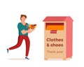 Cloth donation vector colorful cartoon style concept.