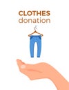 Cloth donation vector colorful cartoon style concept. Illustration