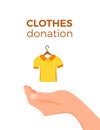 Cloth donation vector colorful cartoon style concept. Illustration