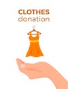 Cloth donation vector colorful cartoon style concept. Illustration