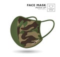 Cloth green camouflage pattern face mask design isolated on white background, Eps 10 Royalty Free Stock Photo