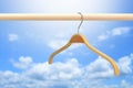 Cloth hanger in row blue sky Royalty Free Stock Photo