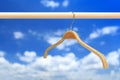 Cloth hanger in row blue sky Royalty Free Stock Photo