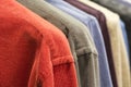 Cloth Hangers with Shirts, Closeup photo of Men, Shirts on Hangers Royalty Free Stock Photo