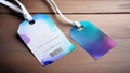 Cloth label tag blank white watercolor mockup Royalty Free Stock Photo