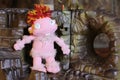 Cloth pink doll with weird look Royalty Free Stock Photo