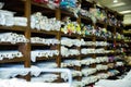 Cloth rolls in fabric store Royalty Free Stock Photo