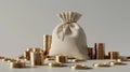 Bag of Gold Coins.AI generated image Royalty Free Stock Photo