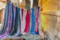 Cloth for sale at a market in Srinagar