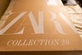 Cloth shopping online - receiving a delivery box - Zara store of high end fashion