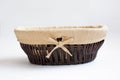 Cloth and Wicker Oval Basket Front View Royalty Free Stock Photo