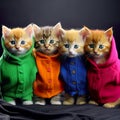 Clothed Cute Cats Looking At The Camera Are The Epitome Of Adorable And Stylish Pet Fashion.