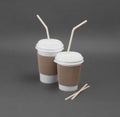 Clotheded take-out coffee with cup holder. Royalty Free Stock Photo