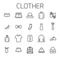 Clother related vector icon set