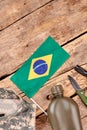 Clothes and accessories of brazilian soldier.