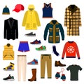 Clothes and accessories Fashion big icon set. Men clothes vector illustration icon set.