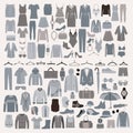 Clothes and accessories Fashion icon set. Men and women clothes Royalty Free Stock Photo