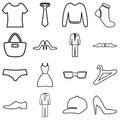 Clothes and accessories shopping icons set. Vector illustration. Royalty Free Stock Photo