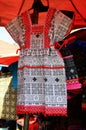 Clothes Akha ethnic fabric sewing and handmade woven cotton ancient pattern for show sale in local stall hawker shop street bazaar