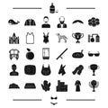 Clothes, animal, award and other web icon in black style. prize, appearance, hair, travel icons in set collection.