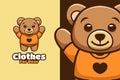 Clothes for Bear Kawaii Cartoon Illlutsration