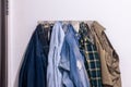 Clothes after being worn hanging on the wall Royalty Free Stock Photo