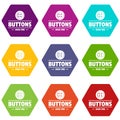 Clothes button dressmaking icons set 9 vector
