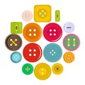 Clothes button icons set in flat style