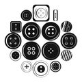 Clothes button icons set, simple style