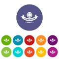 Clothes button retro icons set vector color