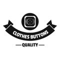 Clothes button retro logo, simple black style