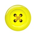 Clothes button, vector icon. Art and crafts in yellow bright colors. Fashion and needlework