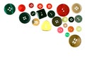 Clothes buttons, assorted isolated on white