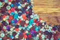 Clothes buttons on wooden baclground Royalty Free Stock Photo