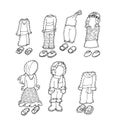 Clothes for children of various nationalities chine coloring humorous children for books and teaching school boards and narrativ