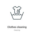 Clothes cleaning outline vector icon. Thin line black clothes cleaning icon, flat vector simple element illustration from editable Royalty Free Stock Photo