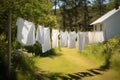 Clothes clothesline summer white dry line wash rope laundry clean cotton Royalty Free Stock Photo