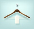 Clothes Coat Brown Wooden Hanger with Sale Label