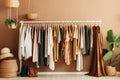 Clothes collection dress retail rack hanger style closet wear shopping apparel fashionable hanging