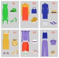 Clothes collection images set vector illustration Royalty Free Stock Photo