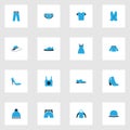 Clothes Colorful Icons Set. Collection Of Man Footwear, Panties, Heels And Other Elements. Also Includes Symbols Such As