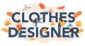 Clothes designer typographic header. Professional tailor sewing clothes