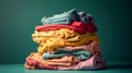 Pile clothes isolated on background, generative AI. Royalty Free Stock Photo