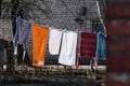 Clothes dries in the yard of Kuldiga Old Town, Latvia