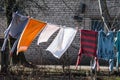 Clothes dries in the yard of Kuldiga Old Town, Latvia