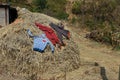 Clothes dry in Nepal Asia