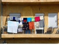 Clothes drying on a balcony, Crete.