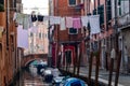 Clothes drying on a canal Venice Italy Royalty Free Stock Photo