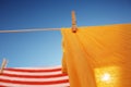 Clothes drying on clothesline Royalty Free Stock Photo