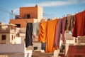 Clothes drying on a clothesline in Essaouira, Morocco Royalty Free Stock Photo